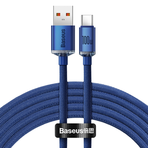 Кабель Baseus Crystal Shine USB 2.0 to Type-C 100W 2M Синий (CAJY000503)