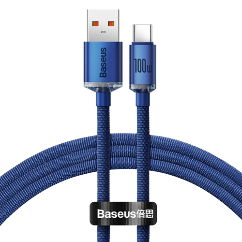 Кабель Baseus Crystal Shine USB 2.0 to Type-C 100W 1.2M Синий (CAJY000403)