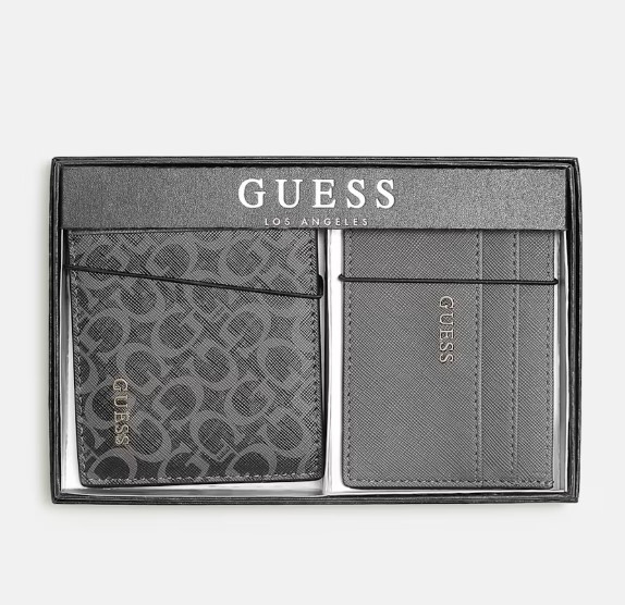 Чоловічий набір гаманець та картхолдер Guess Logo Print Wallet Box Set SM4357HLDY