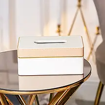 Серветниця з екошкіри 21,5*14*9 см прямокутна для дому та кафе Органайзер для серветок білий, фото 4