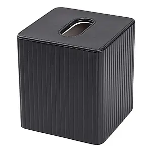 Серветниця з екошкіри 13х13х14,7 см квадратна для дому та кафе Органайзер для серветок чорний