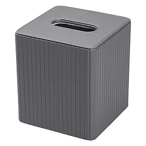 Серветниця з екошкіри 13х13х14,7 см квадратна для дому та кафе Органайзер для серветок сірий