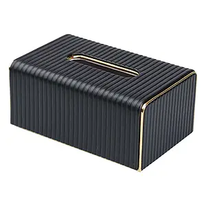 Серветниця з екошкіри 20х13х9 см прямокутна для дому та кафе Органайзер для серветок чорний