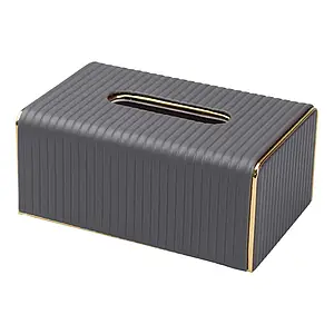 Серветниця з екошкіри 20х13х9 см прямокутна для дому та кафе Органайзер для серветок сірий