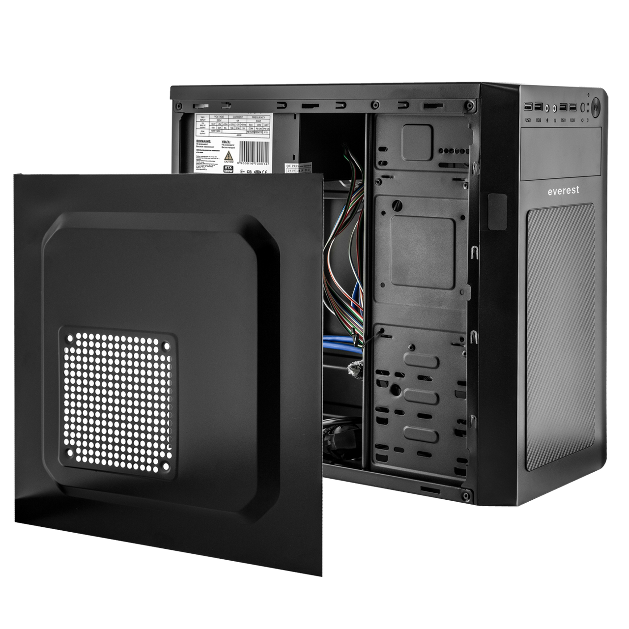 Корпус Everest 6116 - 400w 12cm MATX, 2xUSB3.0+2xUSB2.0