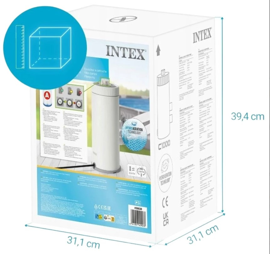 Картриджний фільтр-насос для басейнів Intex 26638, тип А, Фільтраційне встановлення 3785 л/год
