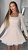 Класична жіноча міні сукня з твіду прикрашена білим мереживом Sms9316, фото 9