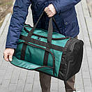 Велика спортивна дорожня сумка чорно-зелена тканинна для тренувань та поїздок BIZ Black-Green на 60L, фото 4