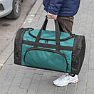 Велика спортивна дорожня сумка чорно-зелена тканинна для тренувань та поїздок BIZ Black-Green на 60L, фото 7