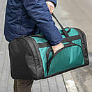 Велика спортивна дорожня сумка чорно-зелена тканинна для тренувань та поїздок BIZ Black-Green на 60L, фото 5