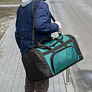 Велика спортивна дорожня сумка чорно-зелена тканинна для тренувань та поїздок BIZ Black-Green на 60L, фото 9