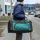 Велика спортивна дорожня сумка чорно-зелена тканинна для тренувань та поїздок BIZ Black-Green на 60L, фото 8