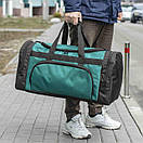 Велика спортивна дорожня сумка чорно-зелена тканинна для тренувань та поїздок BIZ Black-Green на 60L, фото 10