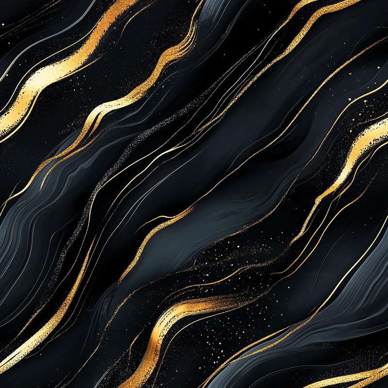 Фотофон вініловий чорний мармур з хвилями і золотими смугами, стильний фон для зйомки 60x60 см, №552476, фото 1