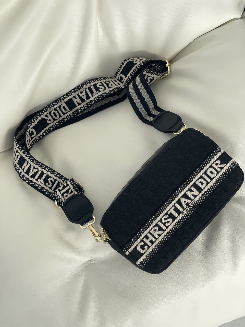 Сумка жіноча Christian Dior чорний текстиль крос-боді Діор