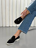 Лофери жіночі замшеві чорного кольору, фото 2