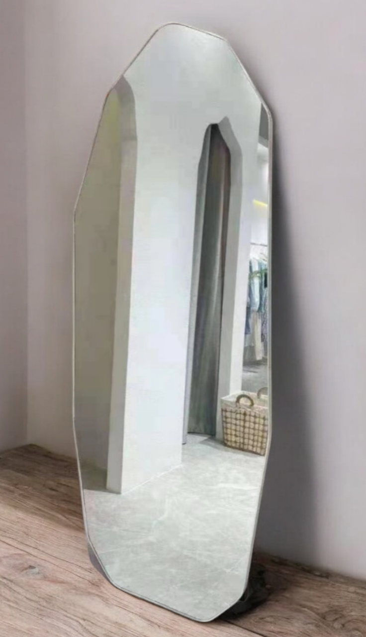 Дзеркало напольне для магазину одягу в срібній та золотій рамі, 160х40 см