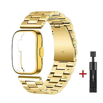Комплект для годинника Amazfit Bip 5/5Pro золотистий (чохол + ремінець Rolex design 22 мм)
