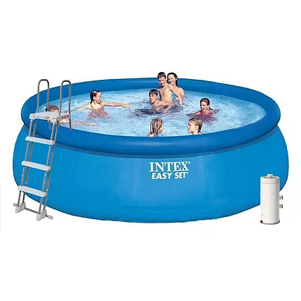 Надувний басейн Intex 26168, 457 х 122 см (3 785 л/год, драбина, тент, підстилка), фото 1