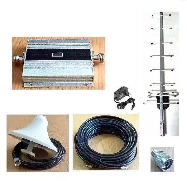 Підсилювач зв'язку MS-9011-G GSM/4G 900 MГц із зовнішньою спрямованою антеною 13 дБ та внутрішньою стельовою, 100 кв. м.