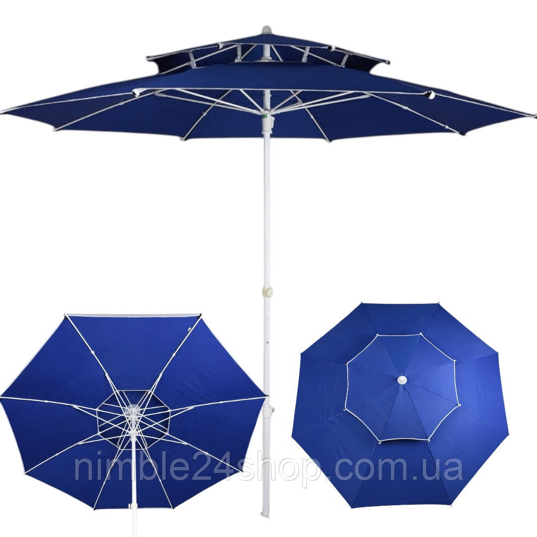 Посилена торгова парасолька Monsen 2.5 м | Антивітер Standart | Поліуретанові спиці Чохол у комплекті | Туреччина