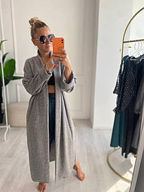 Жіночий кардиган з двосторонньої ангори, довгий стильний кардиган