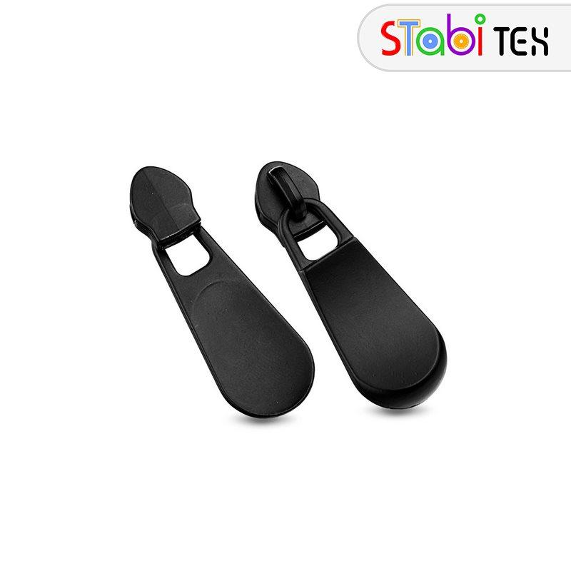 Бігунок для застібки-блискавки спіральної тип7 ПЛАСКА КРАПЛЯ Чорний глянець