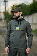 Тактический военный анорак цвета хаки Terra с липучкой, Армейская полевая куртка-анорак хаки для ЗСУ