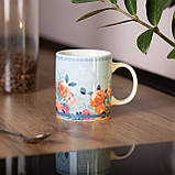 Чашка керамическая с цветочным принтом 400 (мл) Голубая Lugi, фото 4