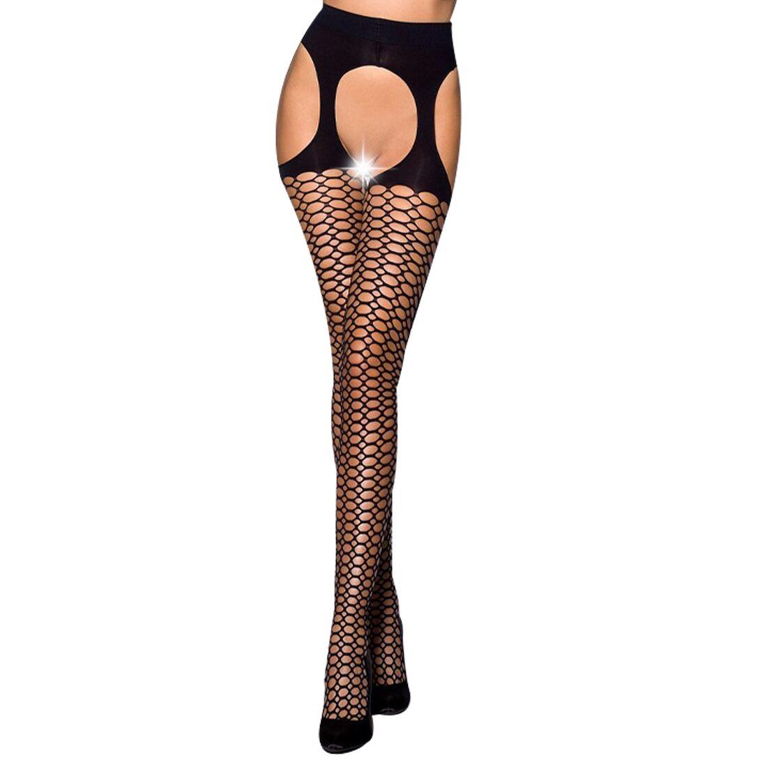Еротичні колготки TIOPEN 004 nero 1/2 (fishnet 40 den) - Passion, імітація панчіх і пояси