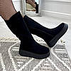 Чоботи жіночі замшеві на потовщеній підошві, фото 3