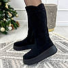 Чоботи жіночі замшеві на потовщеній підошві, фото 4