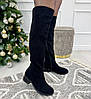 Ботфорти замшеві чорні жіночі на стійкому підборі, фото 2