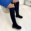 Ботфорти жіночі замшеві на потовщеній підошві колір синій, фото 2