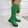 Чоботи шкіряні жіночі на низькому ходу, колір лайм, фото 2