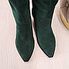 Чоботи-казаки жіночі замшеві вільного взування. Колір зелений, фото 5