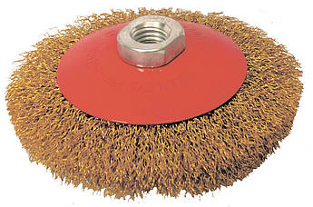 Щітка конусна MASTERTOOL з латуновованого рифленого дроту 125 мм М14 19-8112