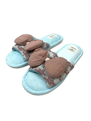 Тапочки жіночі домашні з відкритим носком і бантиком PLAAZZO