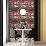 Самоклеючі шпалери в рулонах текстурні з термоізоляцією 2800х500х1,5мм, червона катериновлавська цегла, фото 8