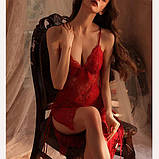 Жіночий бордовий пеньюар з вирізом на спині та на зав'язках, фото 7
