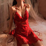 Жіночий бордовий пеньюар з вирізом на спині та на зав'язках, фото 9