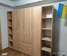 Шафа Гелар 4д + 2 відкриті етажерки колір дуб сонома