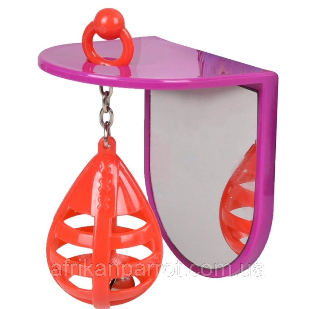 Іграшка для птахів Flamingo Punch Ball із дзеркалом і дзвіночком 8x6x9.5 см