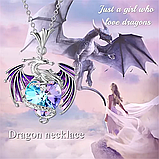 Кулон Підвіска синій фіолетовий дракон Dragon з кристалом каменем, фото 4