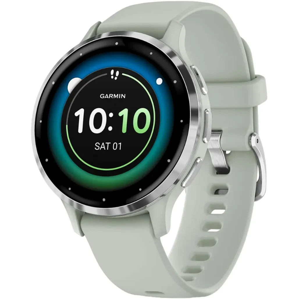 Смарт-годинник Garmin Venu 3S Silver S. Steel Bezel w. Sage Gray Case and S. Band (010-02785-01/51)