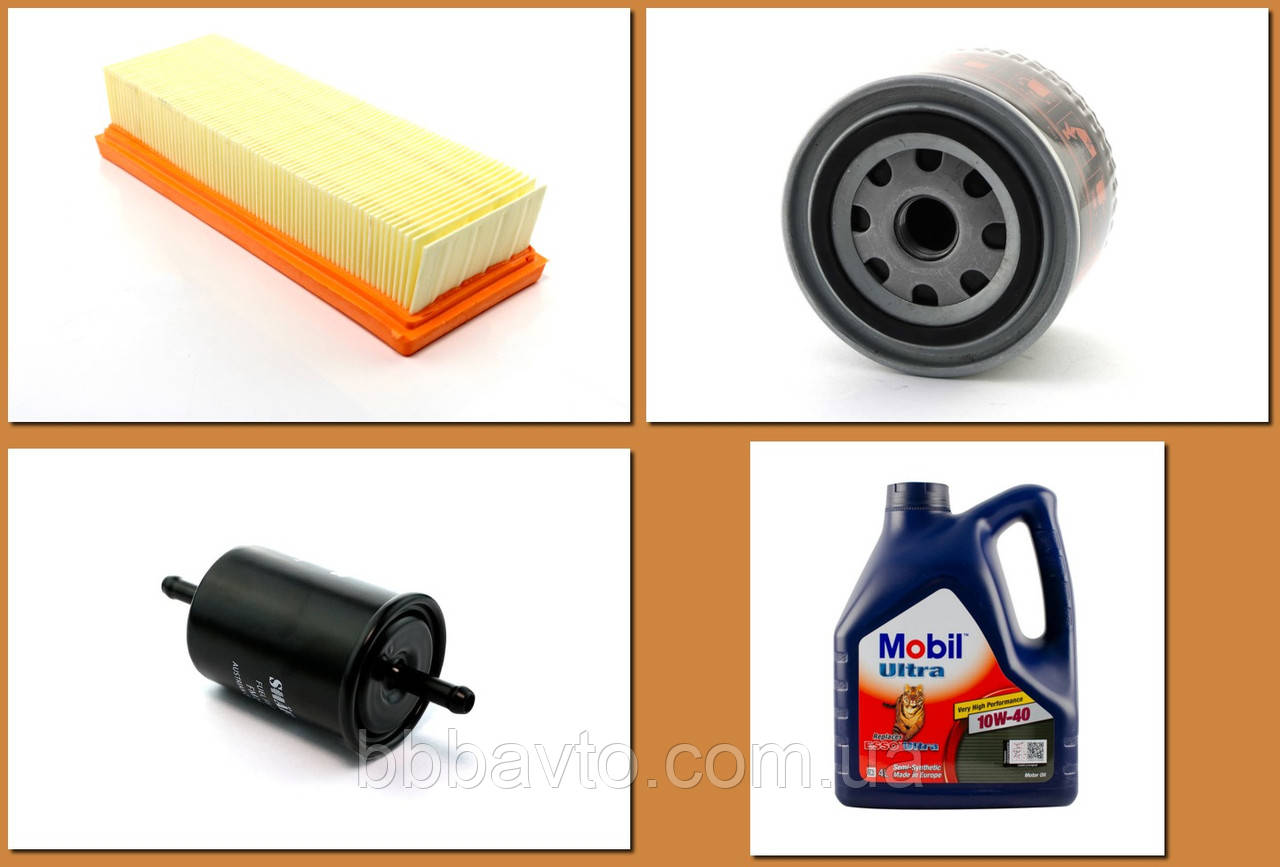 Набір для ТО двигуна Таврія Славута, ЗАЗ 1102, Пікап 11055 ІНЖЕКТОР (масло Mobil  + фільтри 3 шт  ), фото 1