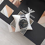 Чоловічий подарунковий набір Armani годинник і шкіряний ремінь black/silver, фото 3