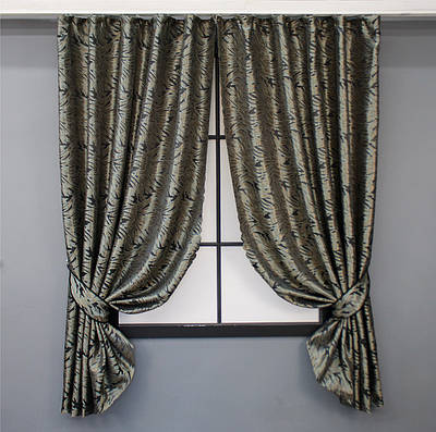 Комплект (2шт. 1,45х1,7м.) коротких штор жакард, «Magic». Колір графітовий з бежевим. Код 1611ш 35-0245