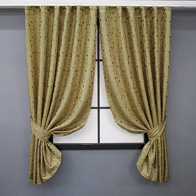 Комплект (2шт. 1,45х1,7м) коротких штор жакард. Колір золотистий. Код 1588ш 35-0294