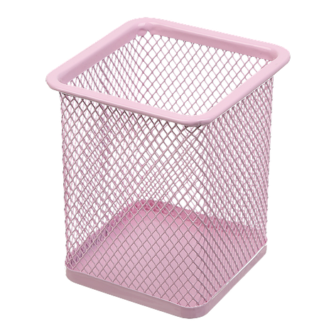 Підставка для ручок квадратна PASTEL металева рожева, фото 1